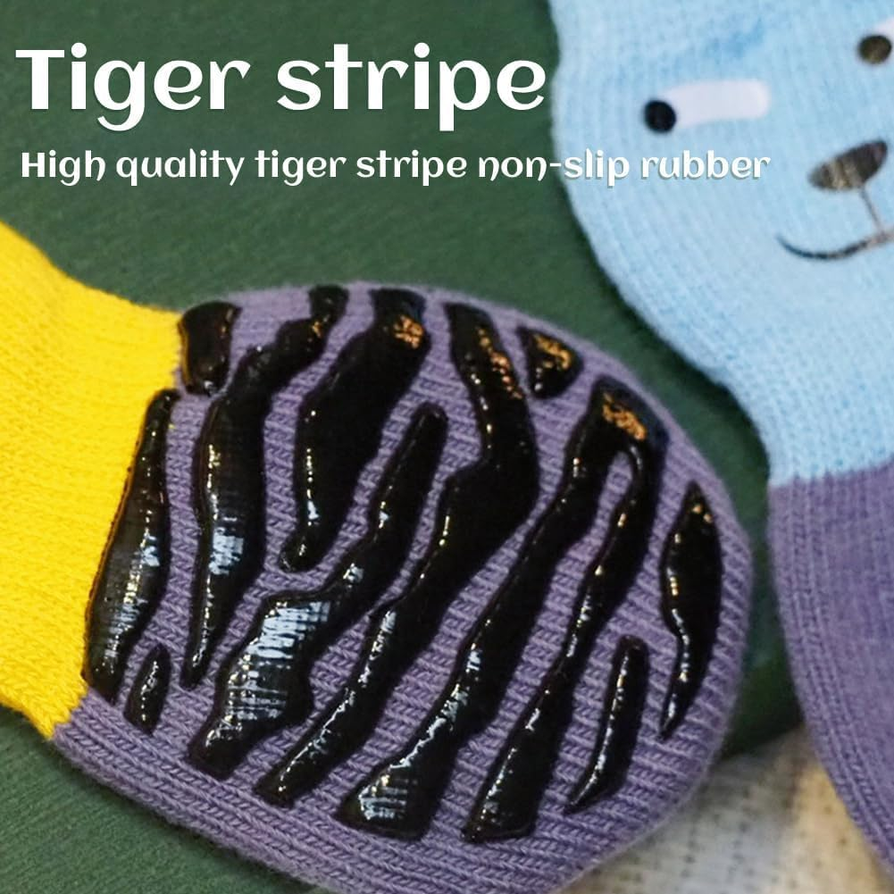 4 Pairs Anti-Slip Dog Socks,Prevent Licking, Paw Protector,Traction Control Indoor for Small Medium Dogs (4 Colors, Large) image number 3