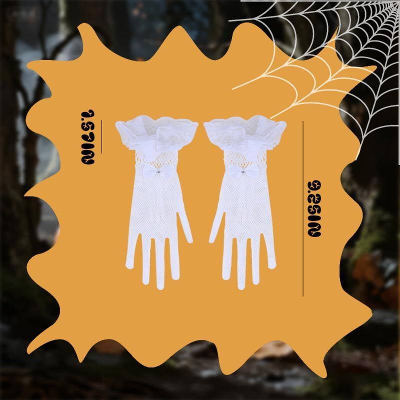 Halloween Costumes Accessories Gloves for Girls Women Gothic Vintage Tea Party Gloves for Wedding Christmas Birthday Outfits - Black image number 2