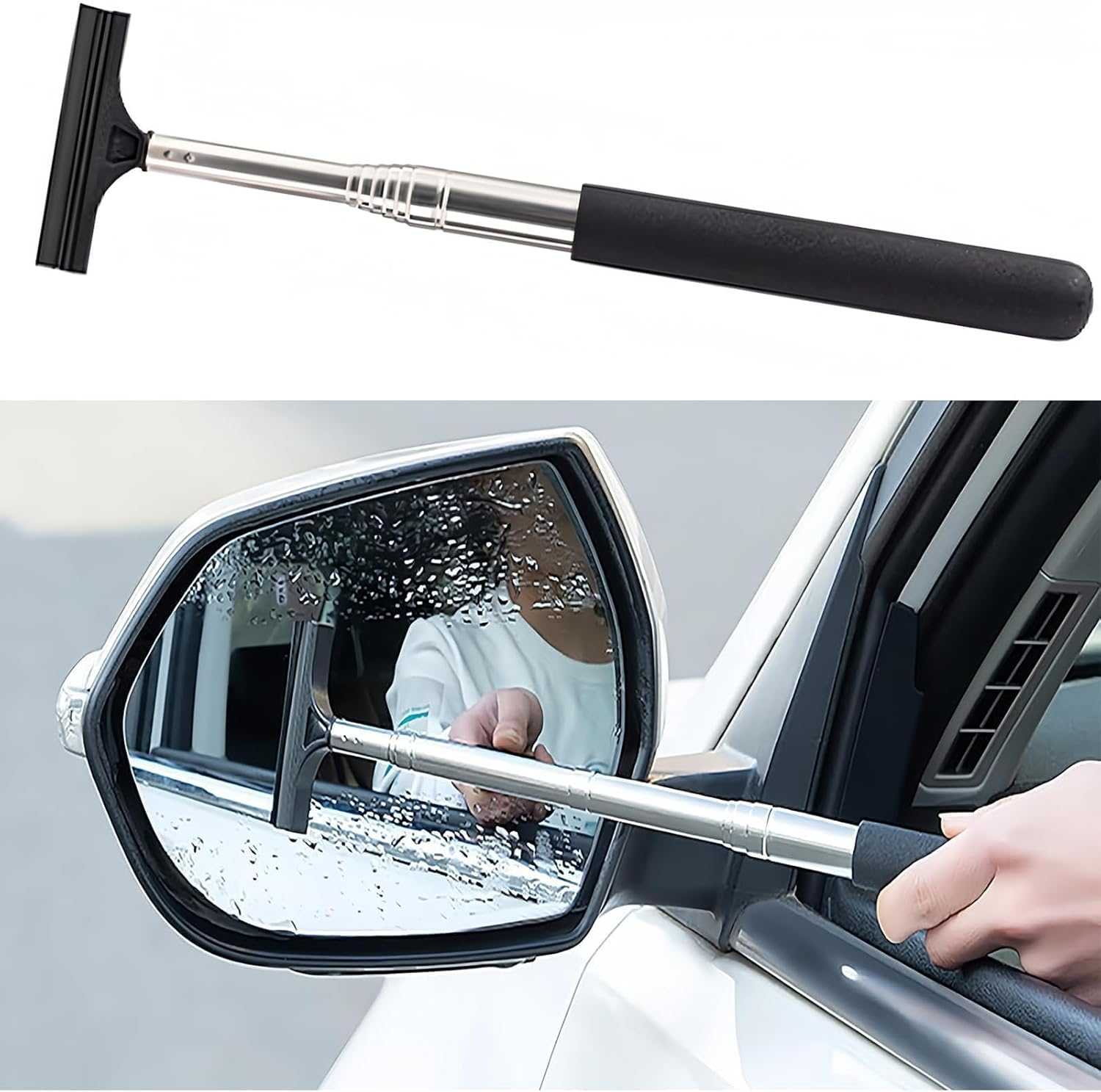 Window Squeegee, Car Window Scraper, Wing Mirror Squeegee, Car Windscreen Squeegee, Side Mirror Squeegee, Wing Mirror Wiper, Portable Vehicle Interior Exterior Accessories for Rainy Foggy Weather image number 4