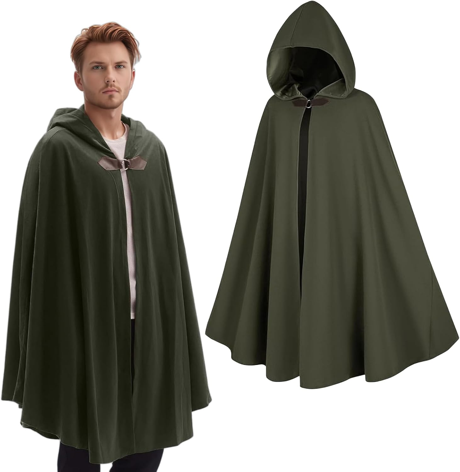 Medieval Hooded Cloak, Renaissance Cape with Hood Adult Men Women, Vintage Capelet Halloween Cloak Costume