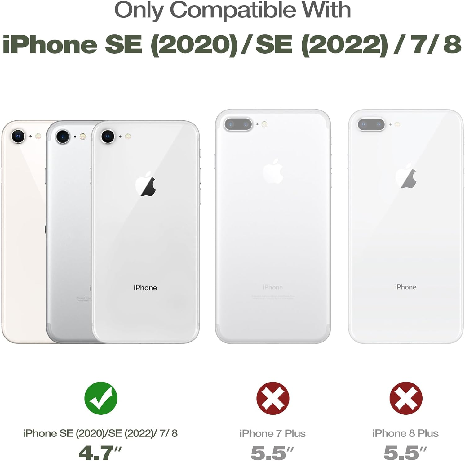 Dexnor for Apple Iphone 7/8/SE(2020/2022) Case, [Built in Screen Protector and Kickstand] Heavy Duty Military Grade Protection Shockproof Protective Cover for Apple Iphone 7/8/Se(2020/2022)-Black