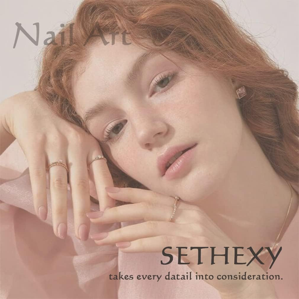 Sethexy Almond False Nails Heart Print Stiletto Stick on Nails Pink Fake Nails 24Pcs Acrylic Art Press on Nails for Women and Girls image number 3