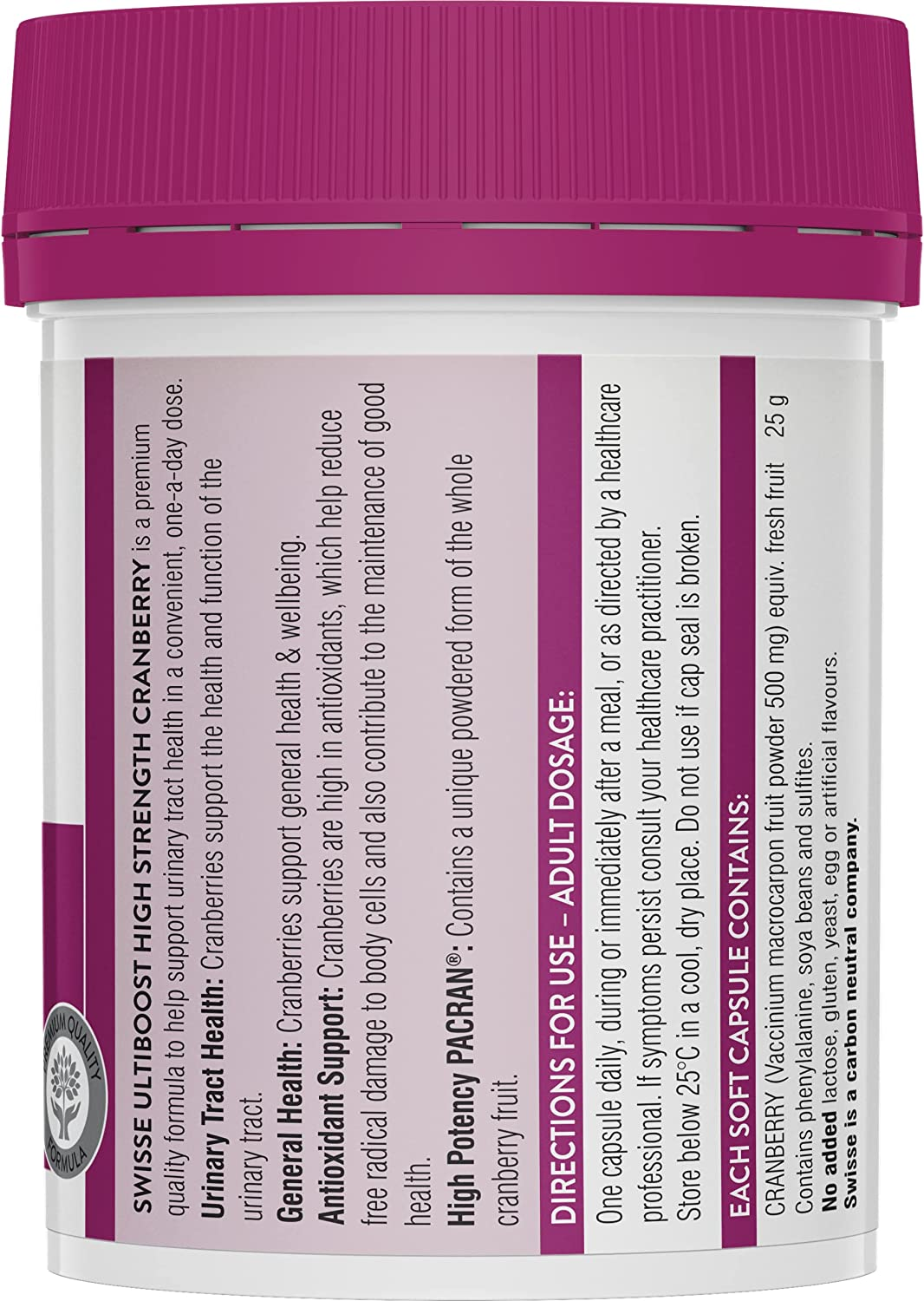 Swisse Ultiboost High Strength Cranberry - Supports Urinary Tract Health - 90 Capsules image number 1