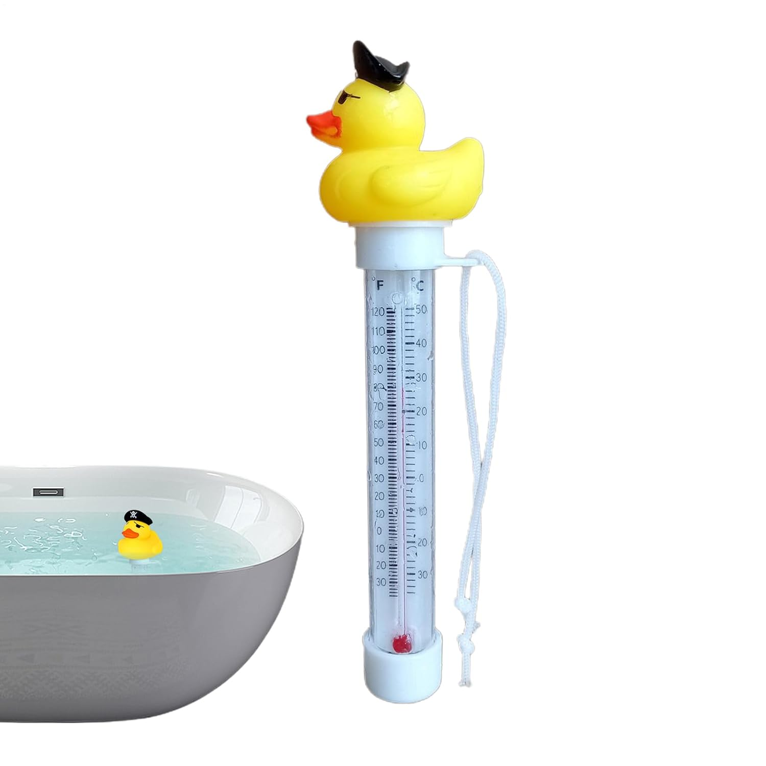 Floating Pool Thermometer, Cute Duck Design Water Temperature Gauge, Shatter-Proof Thermometer with String for Swimming Pools, Ice Baths, Hot Tubs, Cold Tubs, Ponds and Spas
