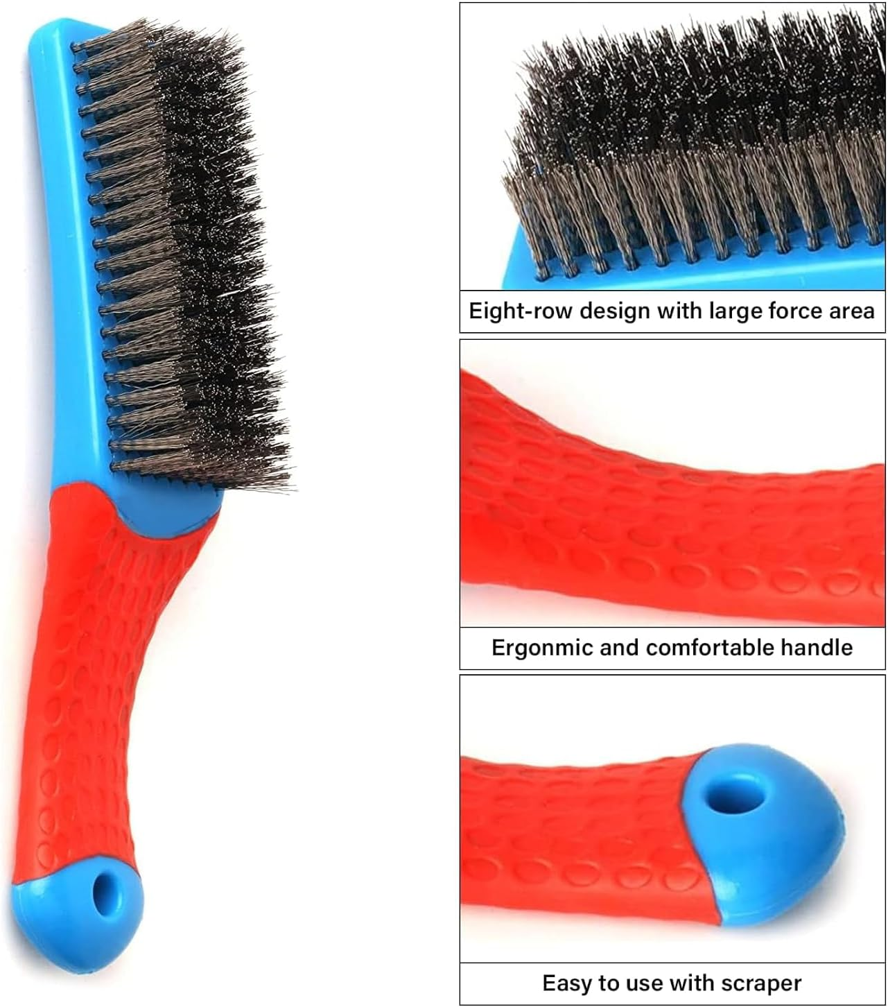 2Pack Stainless Steel Wire Metal Brushes for Rust, Paint, Grease Removal & Grill Cleaning with Straight Wire Bristles image number 3