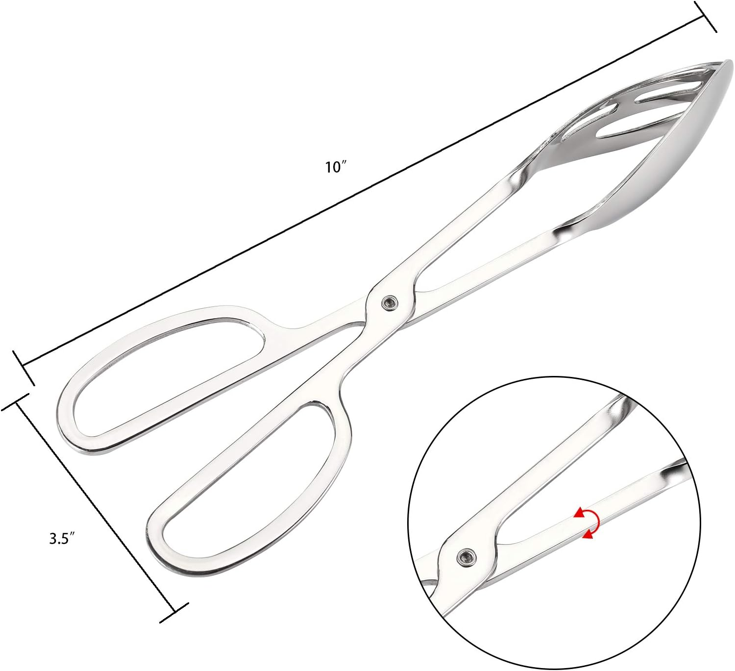 Jucoan 2 Pack Buffet Tongs Salad Tongs, 10 Inch Stainless Steel Food Serving Tongs Bread Tongs with Scissor Handles for Kitchen, Party image number 5