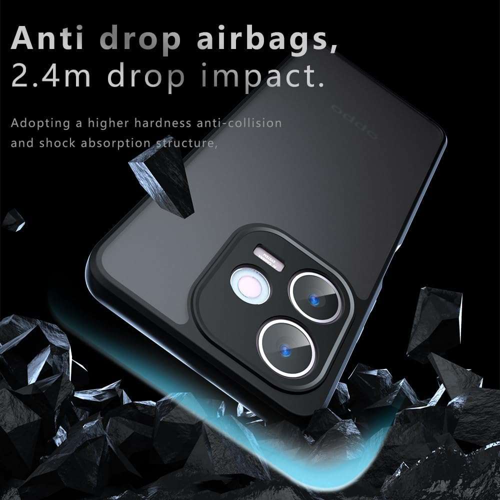 TQLGY Matte Case for Oppo A5 Pro 5G 6.67-Inch, Shockproof Military Grade Drop Protection, Frosted Translucent Skin-Touch Hard Back Slim Phone Cover, Black image number 1