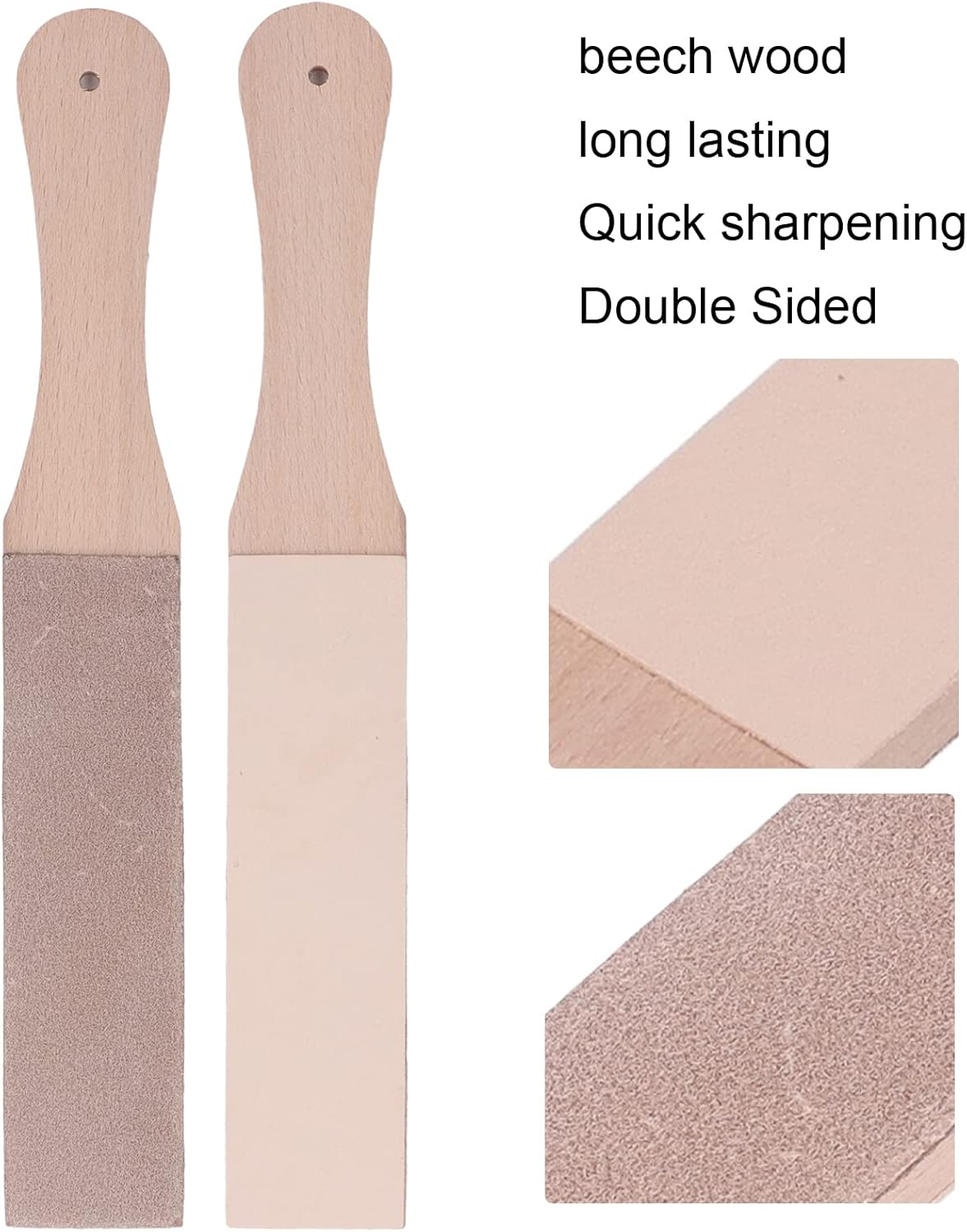 Portable Double Sided Leather Strop, Beech Wood Leather Quick Sharpening Strop, Used in Leather Crafts, DIY, Belts, Sanding Knives and Blade Sanding, Polishing image number 5