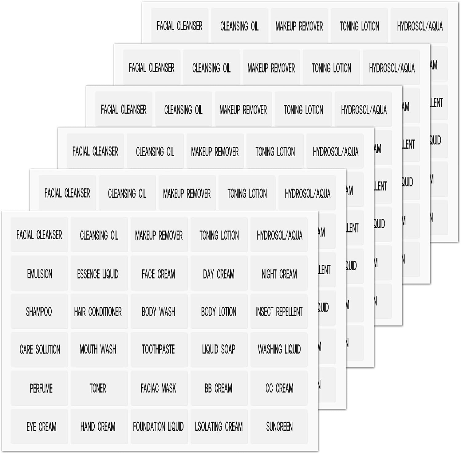 180Pcs Waterproof Clear Labels for Travel Size Bottles, Cosmetic Jars, Bathroom Beauty Organization, Removable Stickers for Refillable Bottles, Lotion Cream Body Wash Shampoo image number 3