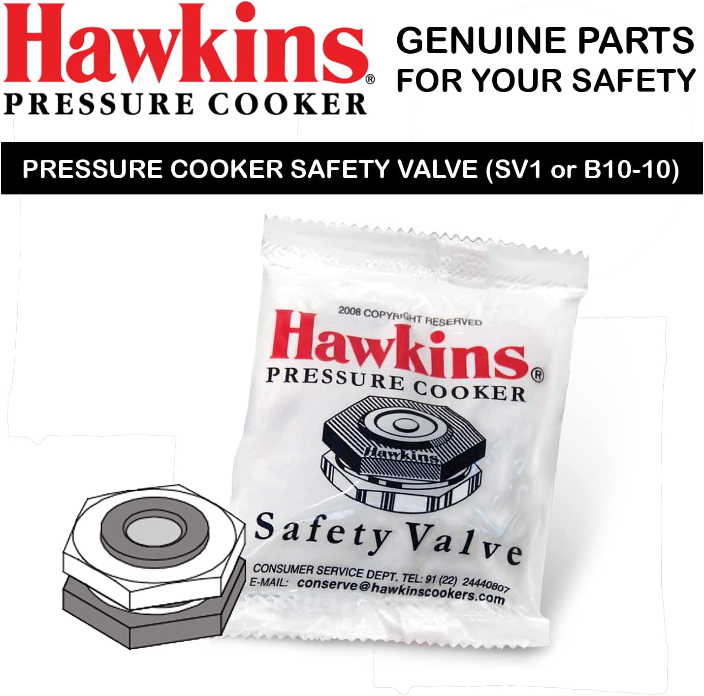 Hawkins Pressure Cooker Safety Valve Small Silver image number 2