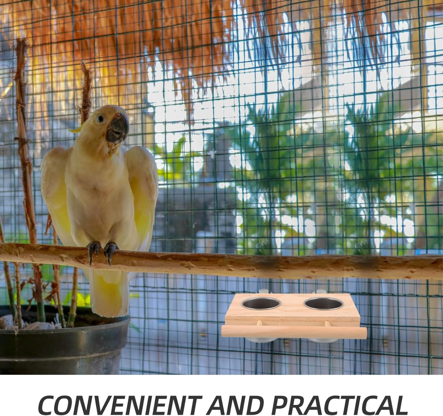 PENIKOKO Parrot Feeding Bowls Bird Perch Cups Metal Bird Food Water Bowl Feeder image number 3