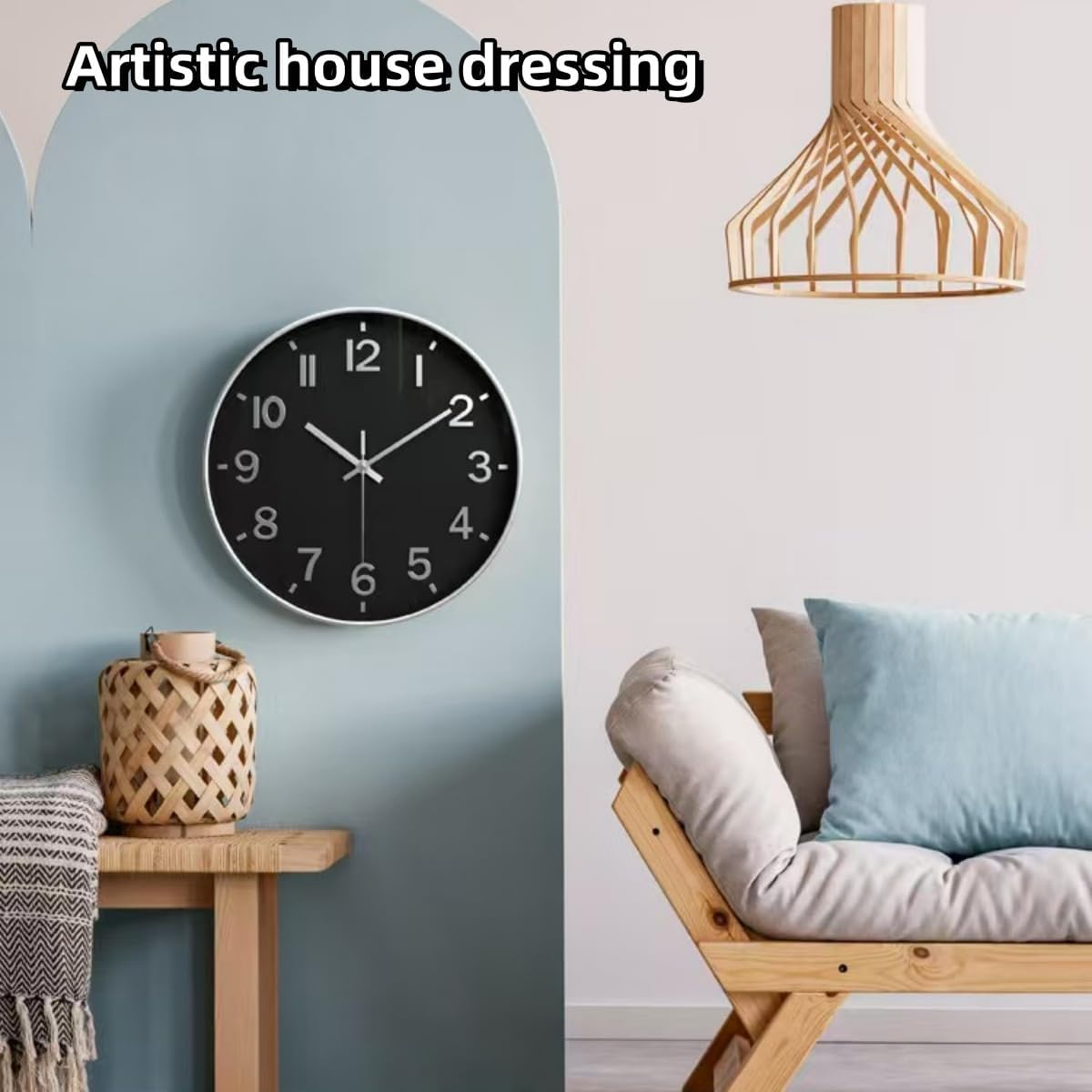 Wall Clocks Battery Operated, 12&rdquo; Large Wall Clock for Living Room Bedroom Classroom Decor, Kitchen Clock, Modern Wall Clock, Non-Ticking Silent Clock (Vintage Green) - Black image number 5