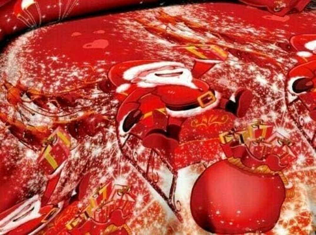 Royal Santa Presents Xmas (Double) Quilt Duvet Cover & Pillowcase Christmas Bedding Bed Set, Multi-Colour Santa Claus Duvet Cover Set, Ultra Soft, Durable Design image number 4