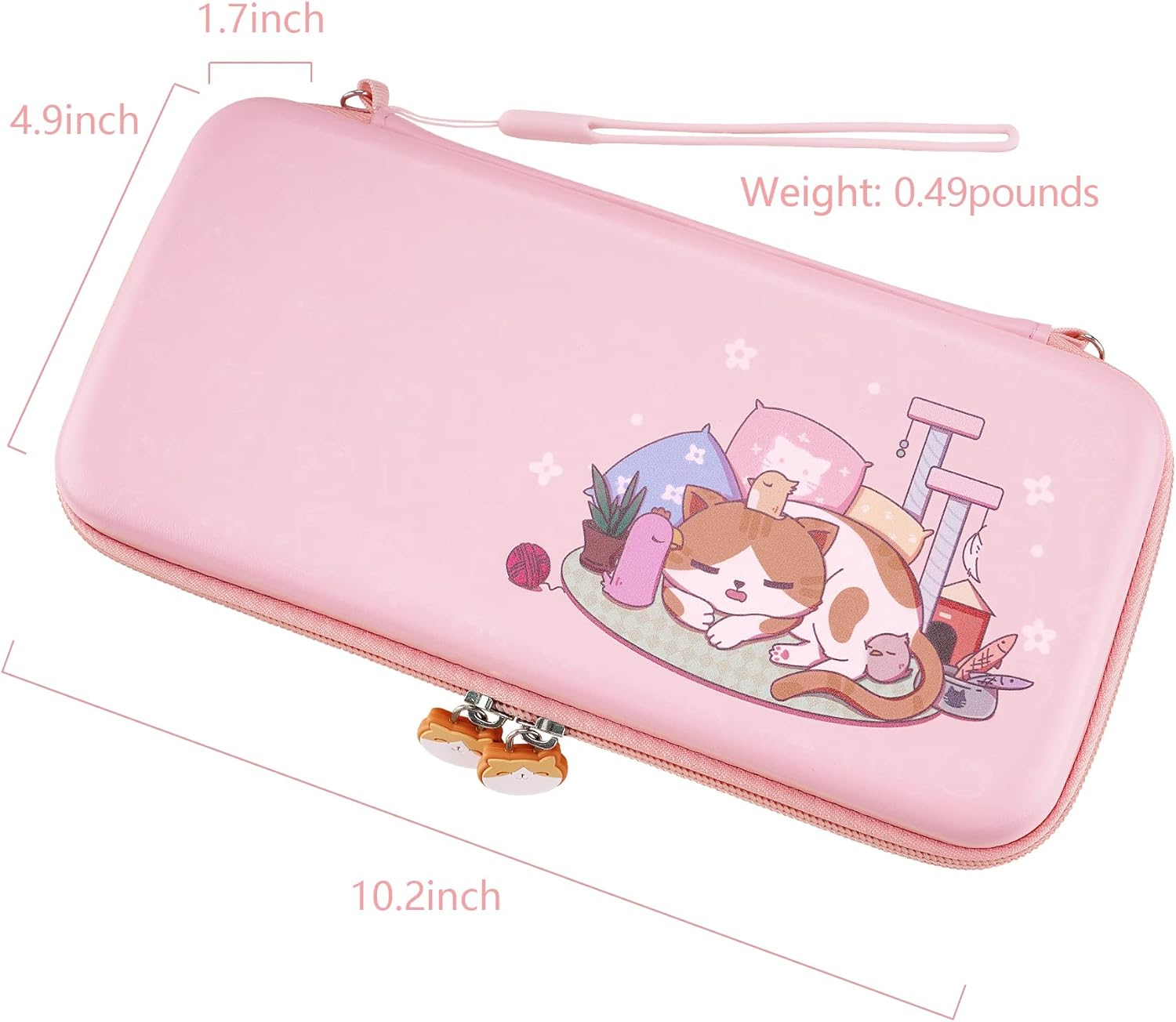 Playvital Pink Travel Carrying Case for Nintendo Switch & Switch OLED, Protective Hard Shell Storage Case for Switch,W/Thumb Grips Game Cards Slots & Inner Pocket - Kitten & Chicken image number 2