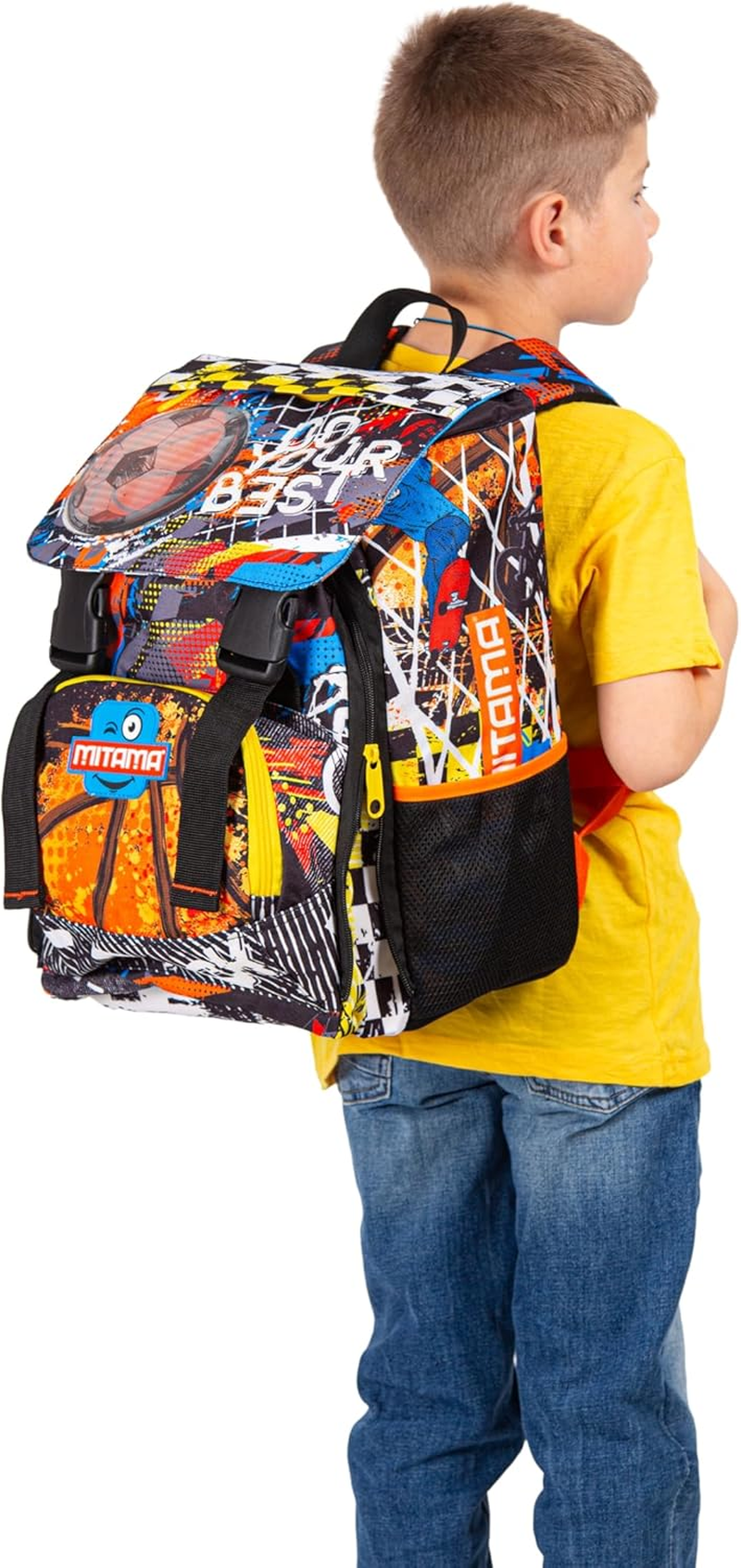 SJ Seven Mitama 4 Zip Expandable Backpack, Double BALL, Orange, Maxi Capacity, Double Compartment, Pre-Shaped Backrest, Child, Elementary School, Orange, Taglia Unica, Casual image number 5