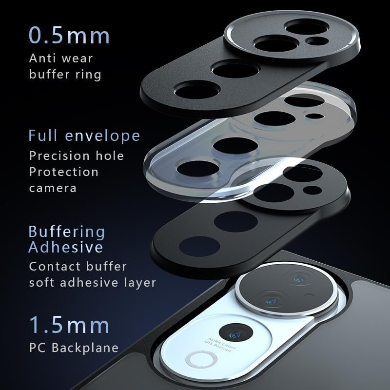 JNERBUYI Case for Vivo V40 5G/Vivo V40 Pro 5G, Shockproof Mobile Phone Case with Camera Protection, Matte Transparent Protective Case with Anti-Fingerprint - Dc image number 7