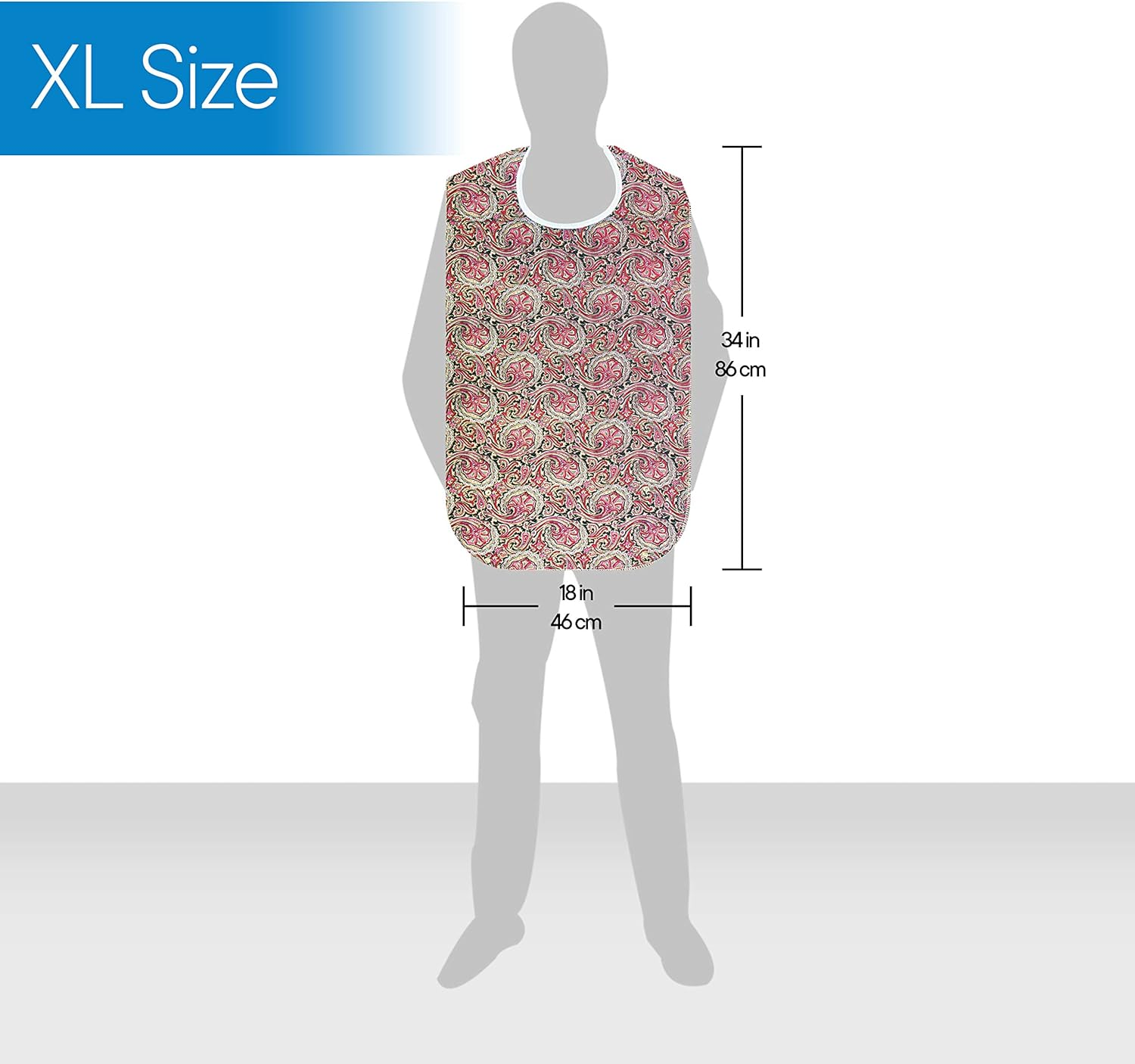 RMS 3 Pack Adult Bib Washable Reusable Waterproof Clothing Protector with Optional Crumb Catcher and Vinyl Backing 34"X18" (Butterfly/Blue Rose/Heritage) image number 1