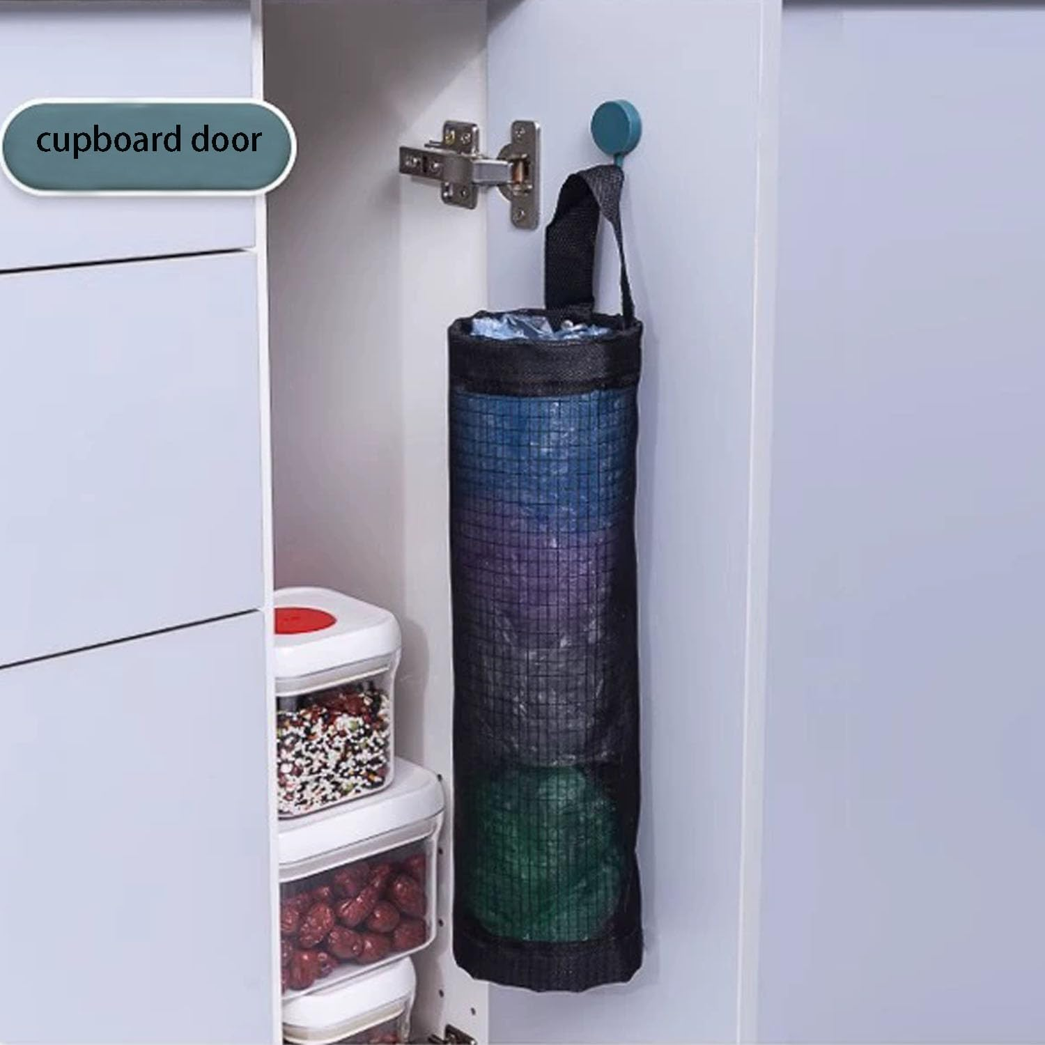 Plastic Bag Holder Dispenser 2PCS, Hanging Storage Bag Trash Bag, Plastic Bag Holder Mesh Grocery Bag Holder, Black image number 5