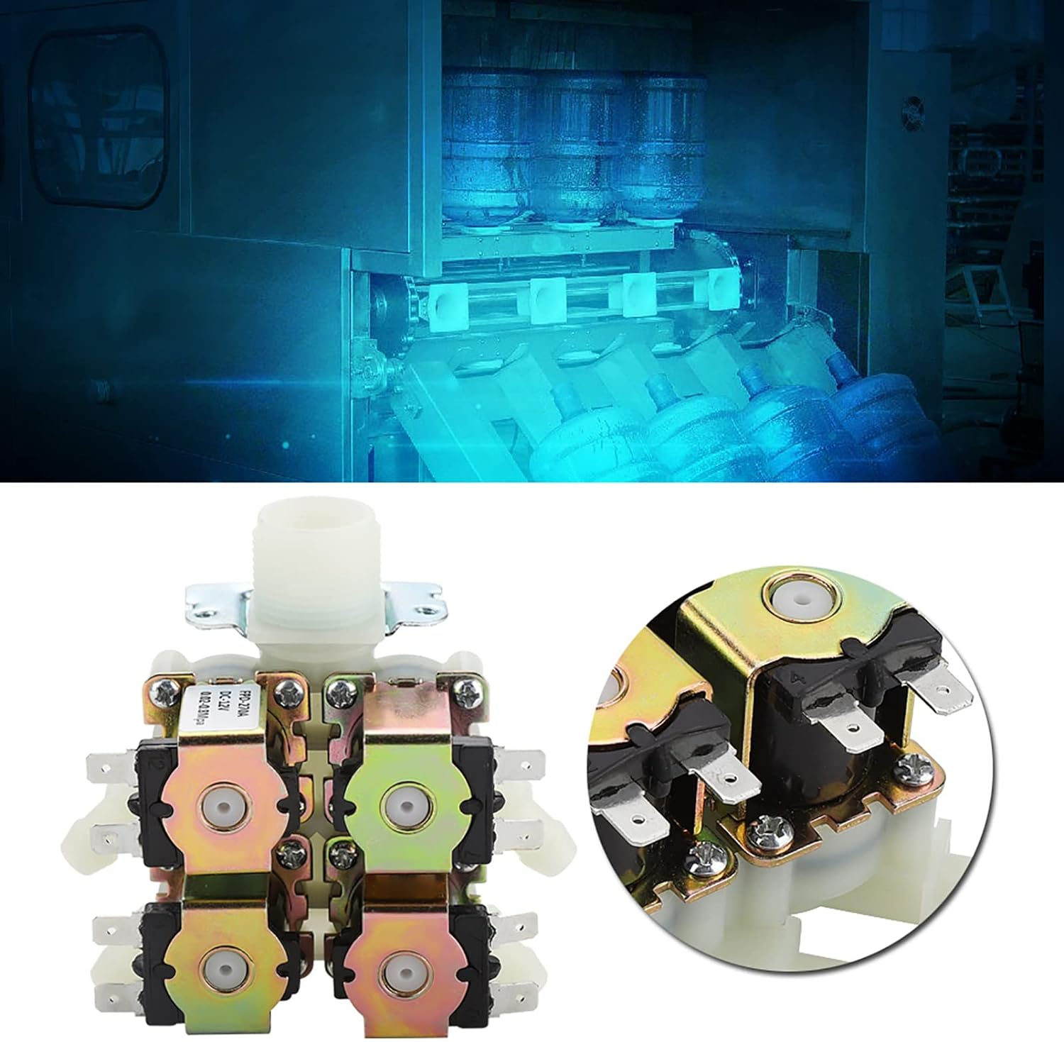 1 in 4 Out Plastic Electromagnetic Valve, DC 12V DN20 G3/4 Normally Closed Water Drain Valve, for Water Drain image number 5