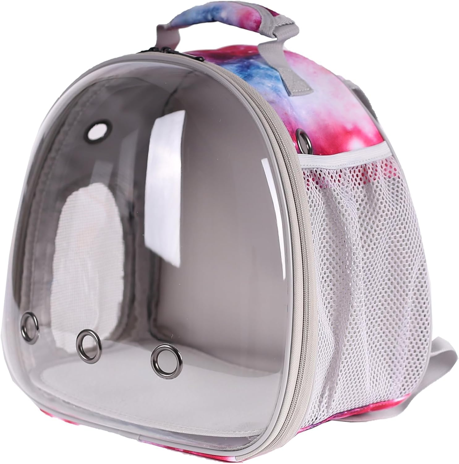 Pimoka Bunny Carrier Backpack with Space Capsule Clear Bubble Window - Portable Small Animal Backpack Travel Pet Carrier Galaxy for Guinea Pig Rabbit Bearded Dragon Rat Lizard Hamster (Galaxy Pink) - Blue image number 5