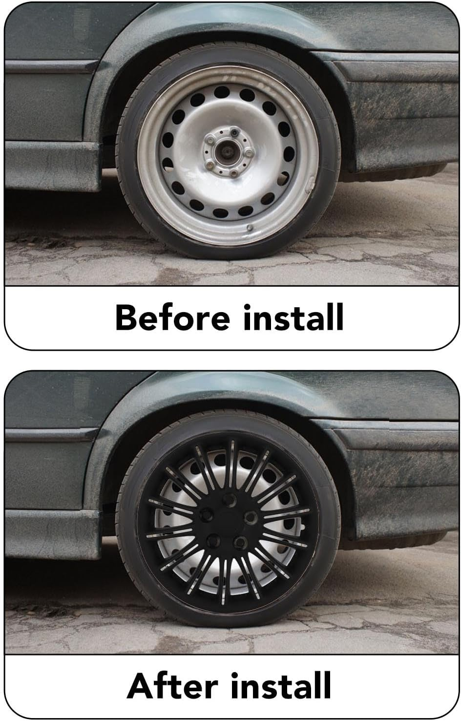 4PCS 14In Sporty Snap on Wheel Hub Cap, Universal Protective Hubcap for Cars Trucks Fits Most 14In Steel Wheels, Universal Hubcap, Snap on Car Truck SUV Hub Cap image number 1