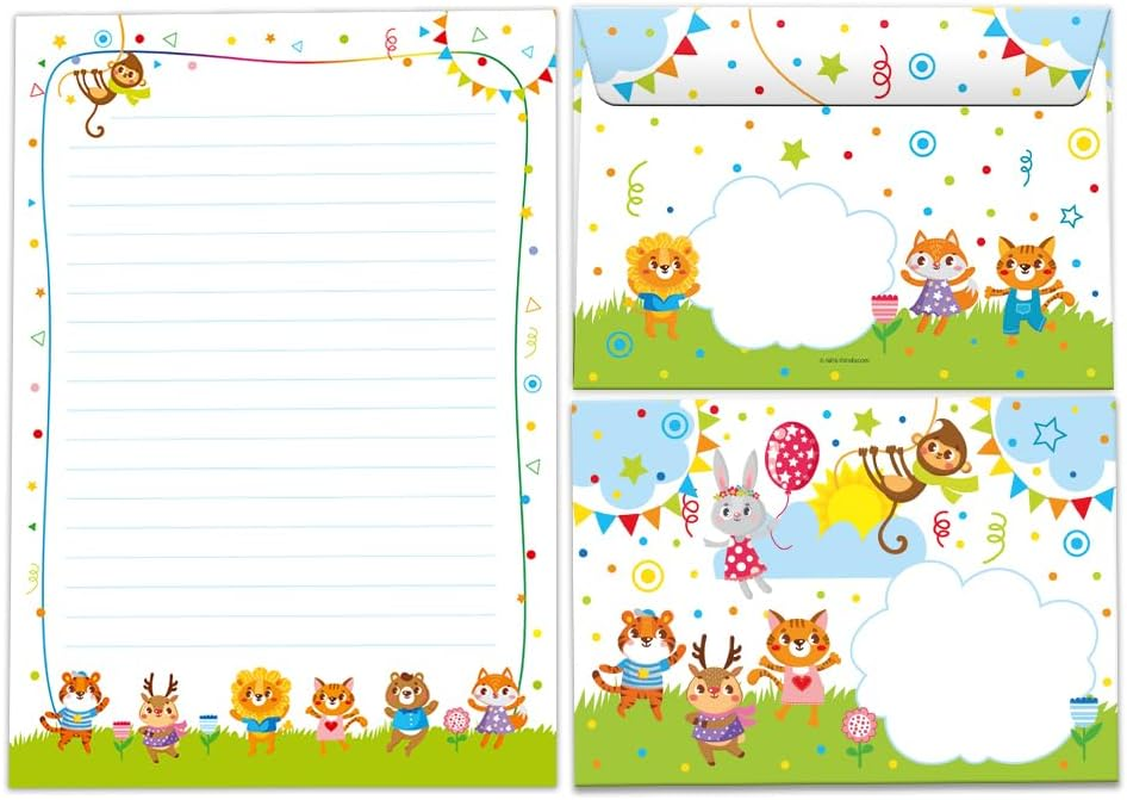 Writing Paper Set Letter Pad with Envelope for Girls Boys Kids Motif Animals Letter Paper Pad Lined (A5 Pad with 25 Sheets + 15 Envelopes) image number 2