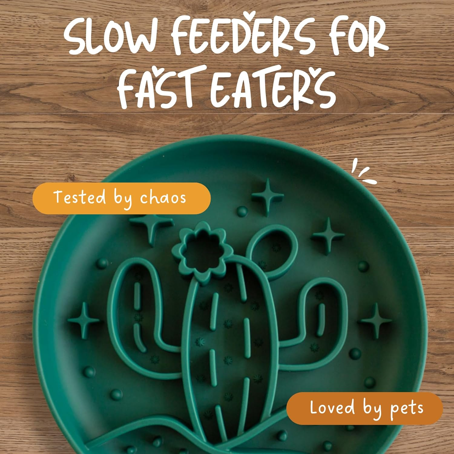 Tails & Whiskers Cactus Slow Feeder Dog Bowl for Dogs and Cats, Enrichment anti Gulping Pet Food Bowl (Green) image number 4