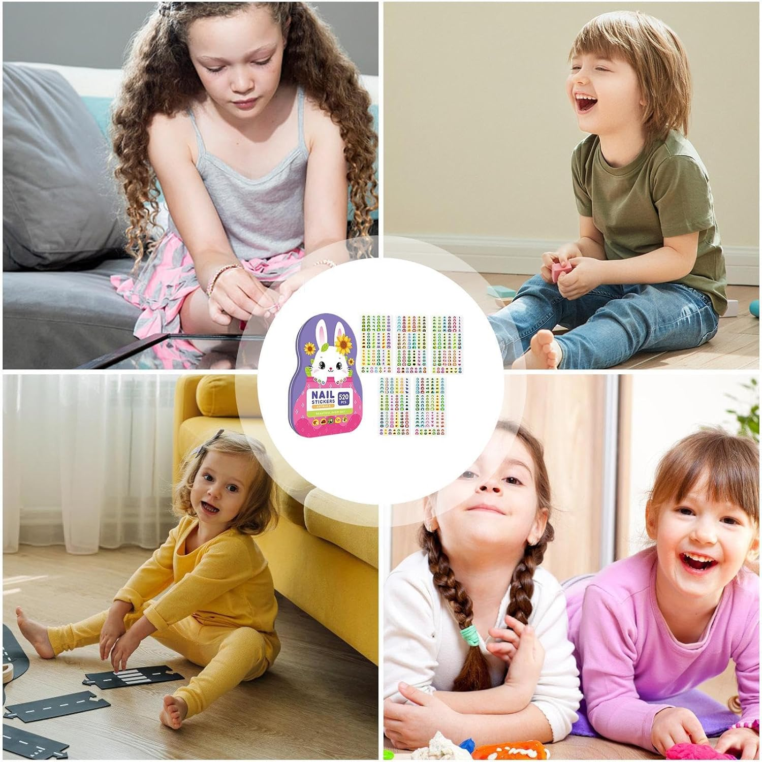 Nail Stickers for Girls, Cartoon Self Adhesive Fingernail Decoration, Cartoon Nail Stickers, for Children Women image number 2