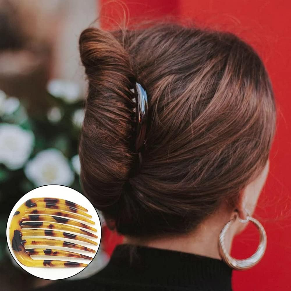 5 Pcs French Twist Comb Retro Celluloid Hair Comb 9 Teeth Non Slip Comb Clips Hair Styling Accessories for Women and Girls Multicolour image number 1
