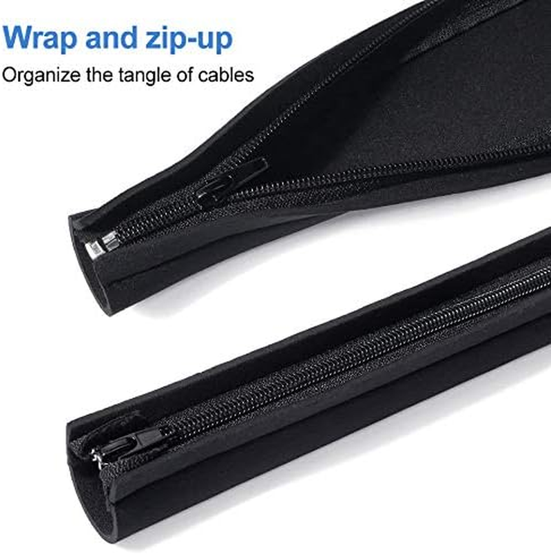JOTO Cable Management Sleeve, Cord Management System for Tv/Computer/Home Entertainment, 19-20 Inch Flexible Cable Sleeve Wrap Cover Organizer, 6 Piece -Black image number 2