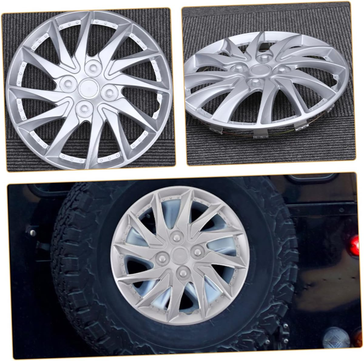 LOORGVEL 14 Inch Decorative Hubcaps Wheel Hub Caps for Car Automotive Grade Sturdy Cover Set Protection Rim Aesthetic Enhancement Easy Installation image number 3