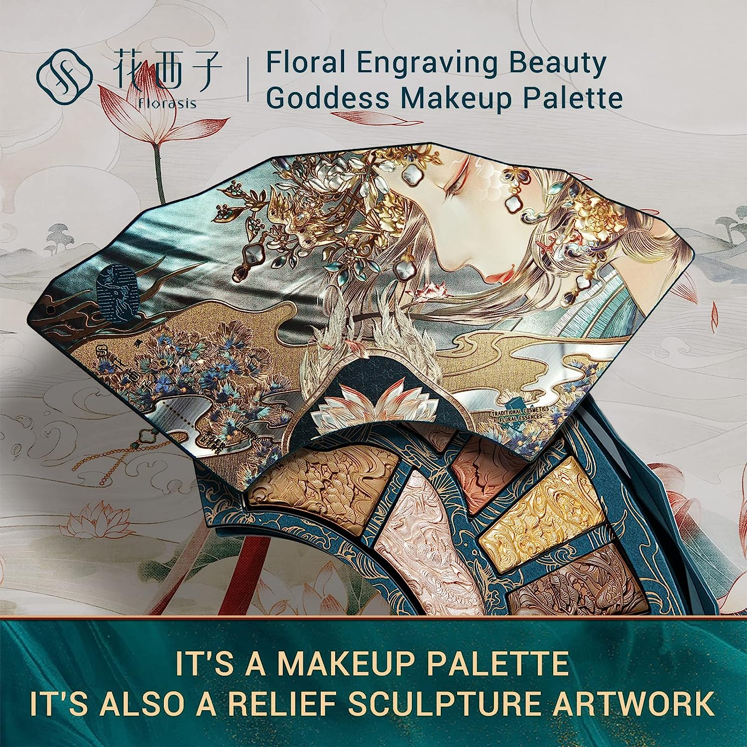 FLORASIS Floral Engraving Odey Makeup Palette (The First Sight), Multi-Functional, High-Impact Color, 3D Relief Carvings Crafted, 14.2G image number 4