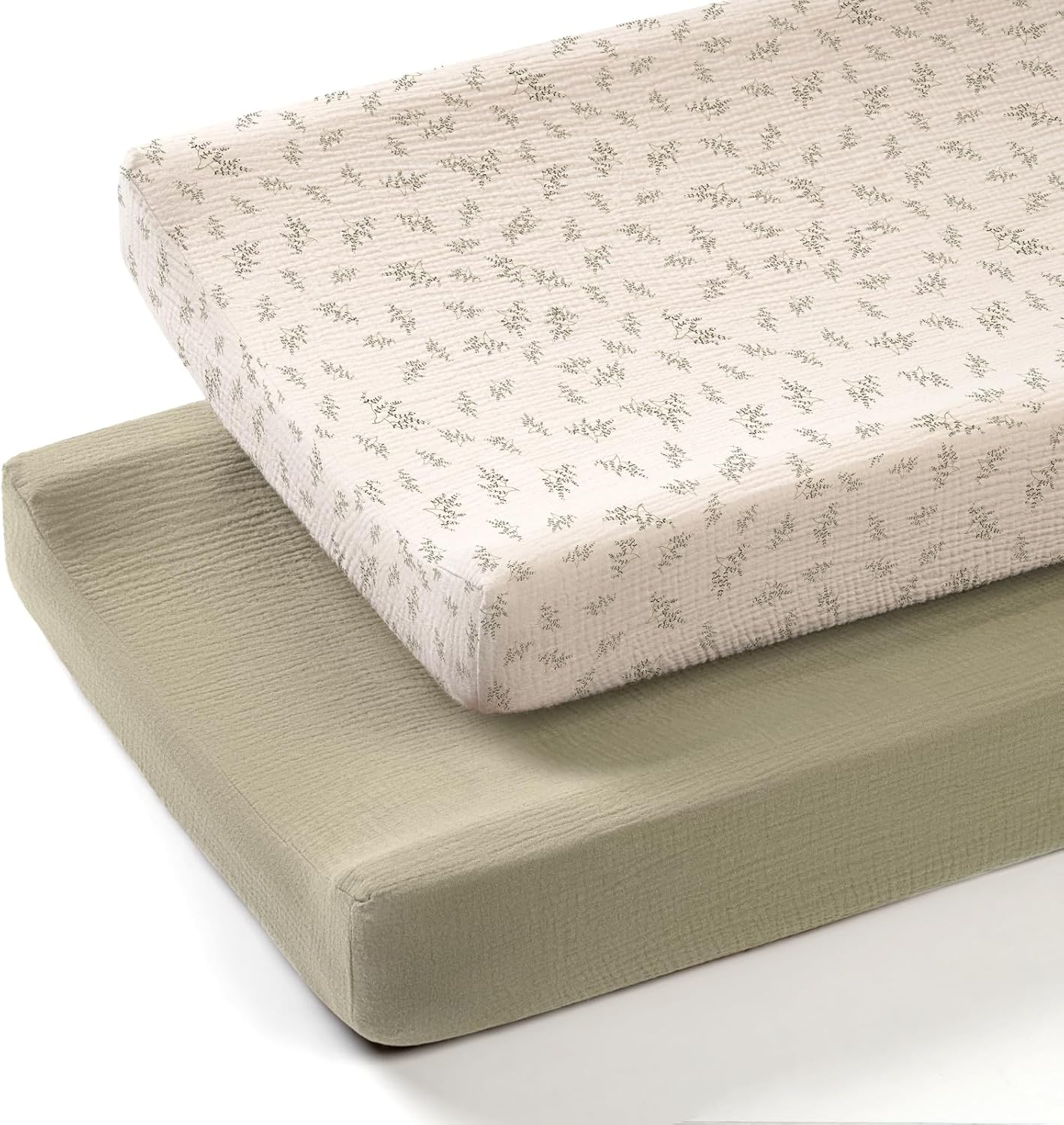 Lulumoon Baby Changing Pad Cover: Muslin Diaper Changing Table Pad Cover - Changing Pad Sheets for Girls Boys (Cream & Sand)