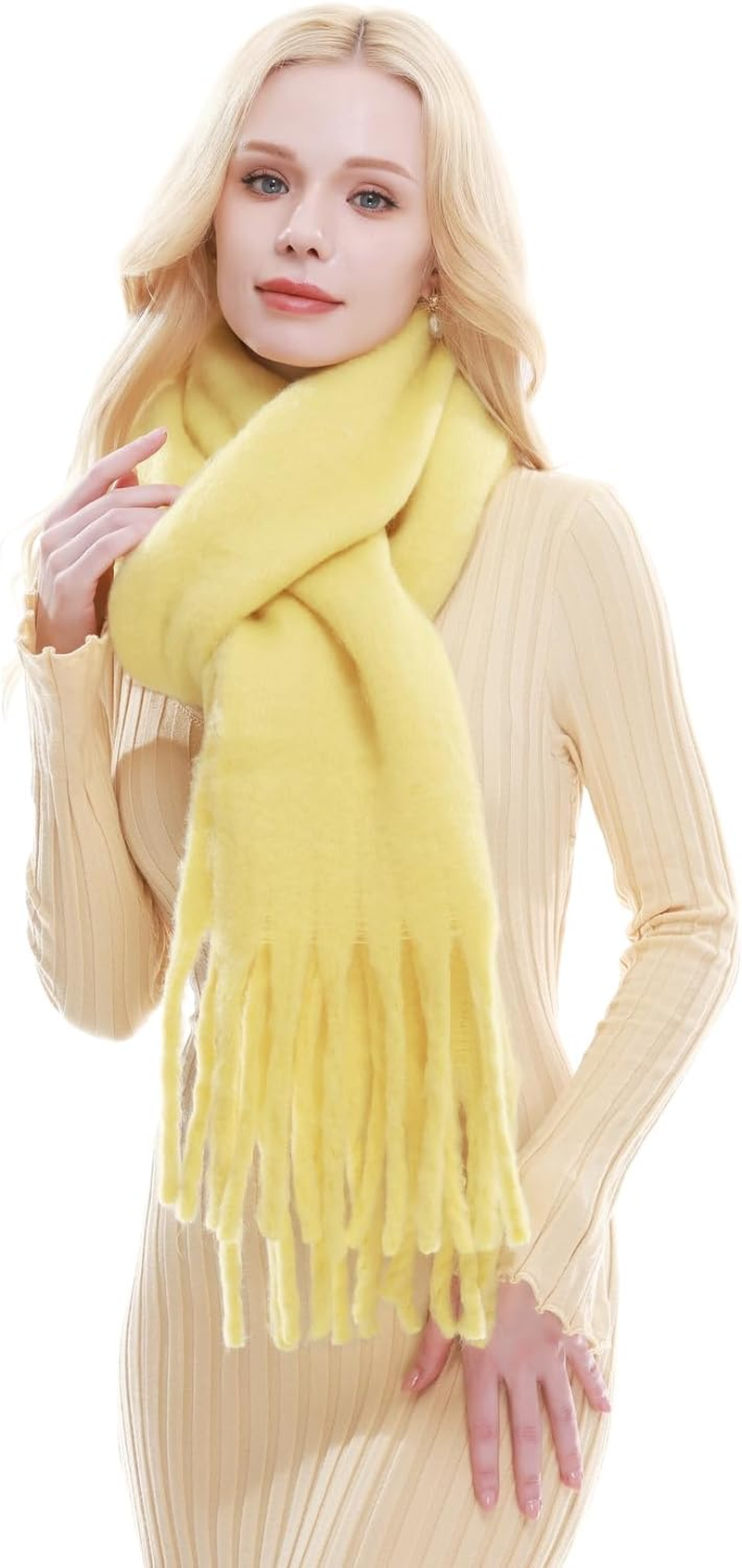 RIIQIICHY Womens Chunky Winter Plaid Scarfs Pashmina Shawls Long Large Wraps Scarfs for Evening Dresses image number 2