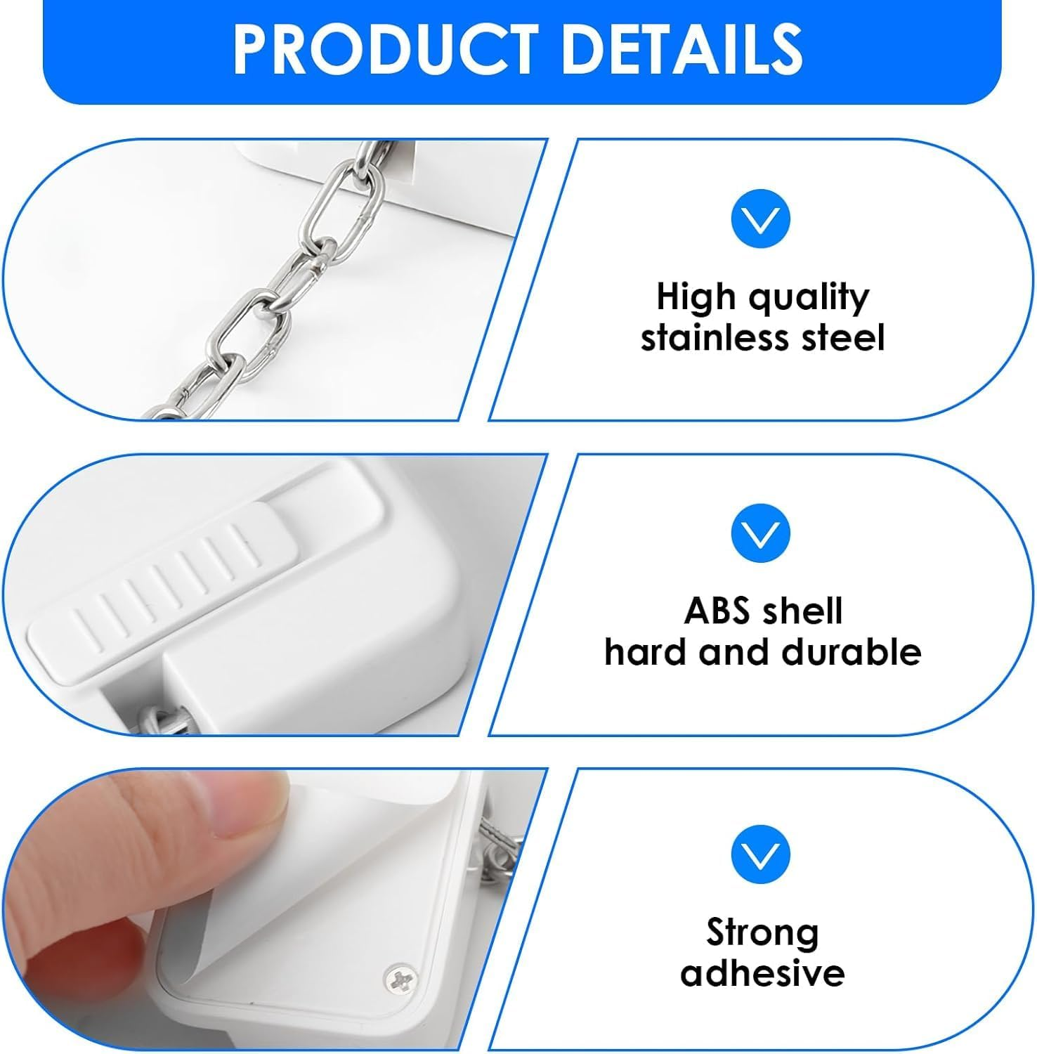 Window Locks Pets Child Safety, 2 Pack Adjustable Window Restrictors with Stainless Chain, Heavy Duty Combination Fridge Door Lock, Child/Baby Safety Proofing Lock for Cabinets, Closets, Drawers, Window and More, Easy Install and Use image number 4