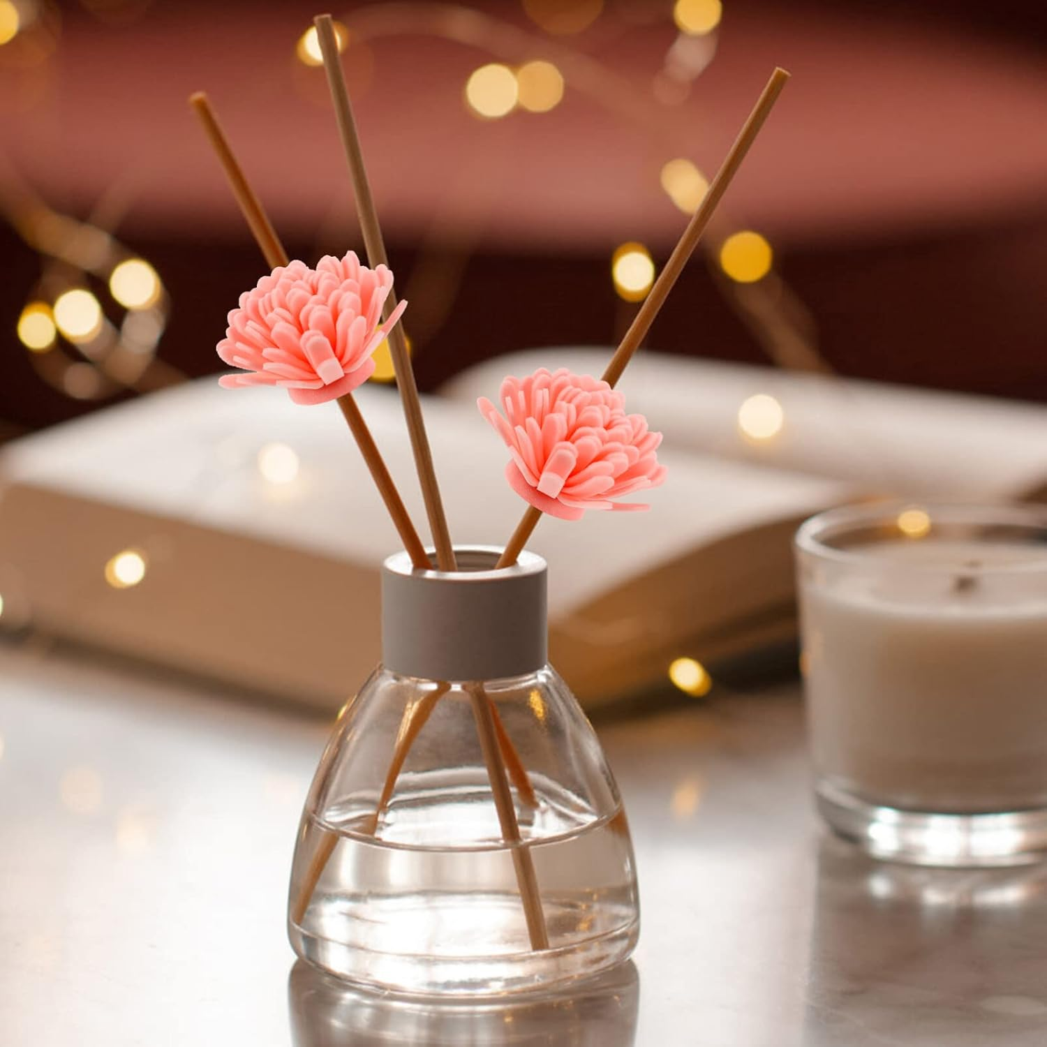 LALAFINA 100Pcs Simulated Chrysanthemum Aromatherapy Flower Passive Diffuser for Home Office Plant Diffuser Essential Oil Function for Bedroom Bathroom Air Freshener image number 5