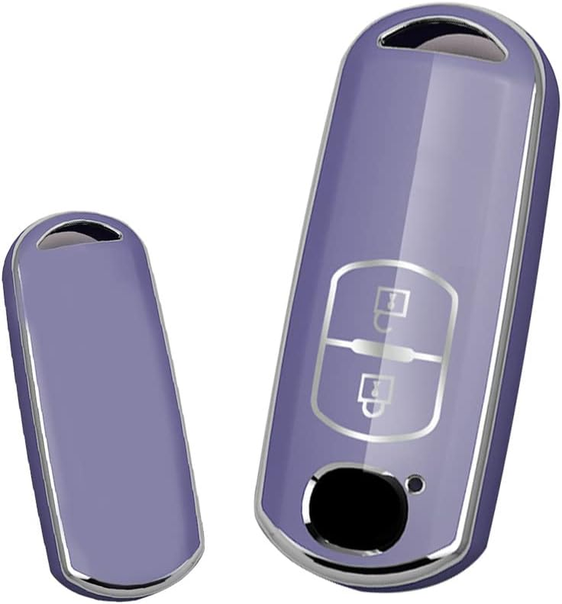 Ontto TPU Car Key Fob Cover Fit for Mazda 2 3 5 6 CX-5 CX-7 CX-9 CX-3 CX-4 CX-4 MX5 2015-2017 Remote Key Case Shell Key Holder Bag Keychain Keyring Protector 2 Buttons Accessories Light-Purple B image number 6