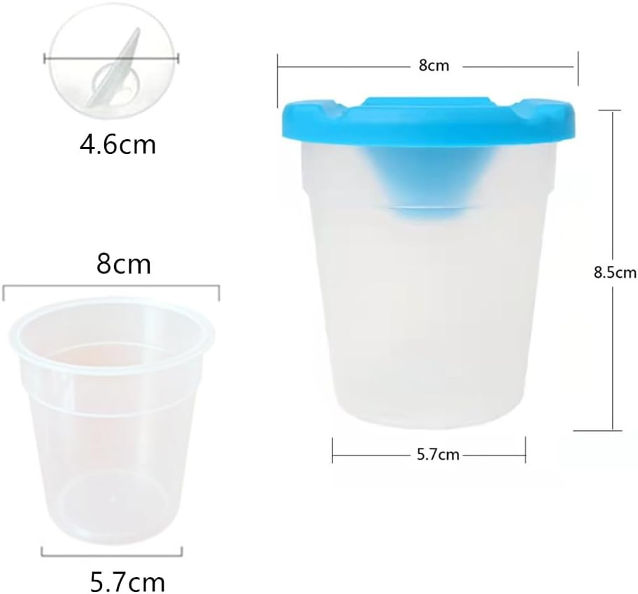 Colorful Paint Cups with Brushes, Granmagazz 4 Pack No Spill Paint Cups with Lids, No Spill Paint Cups Set, Spill Proof Paint Cups with Brushes for Art Craft Painting Class image number 1