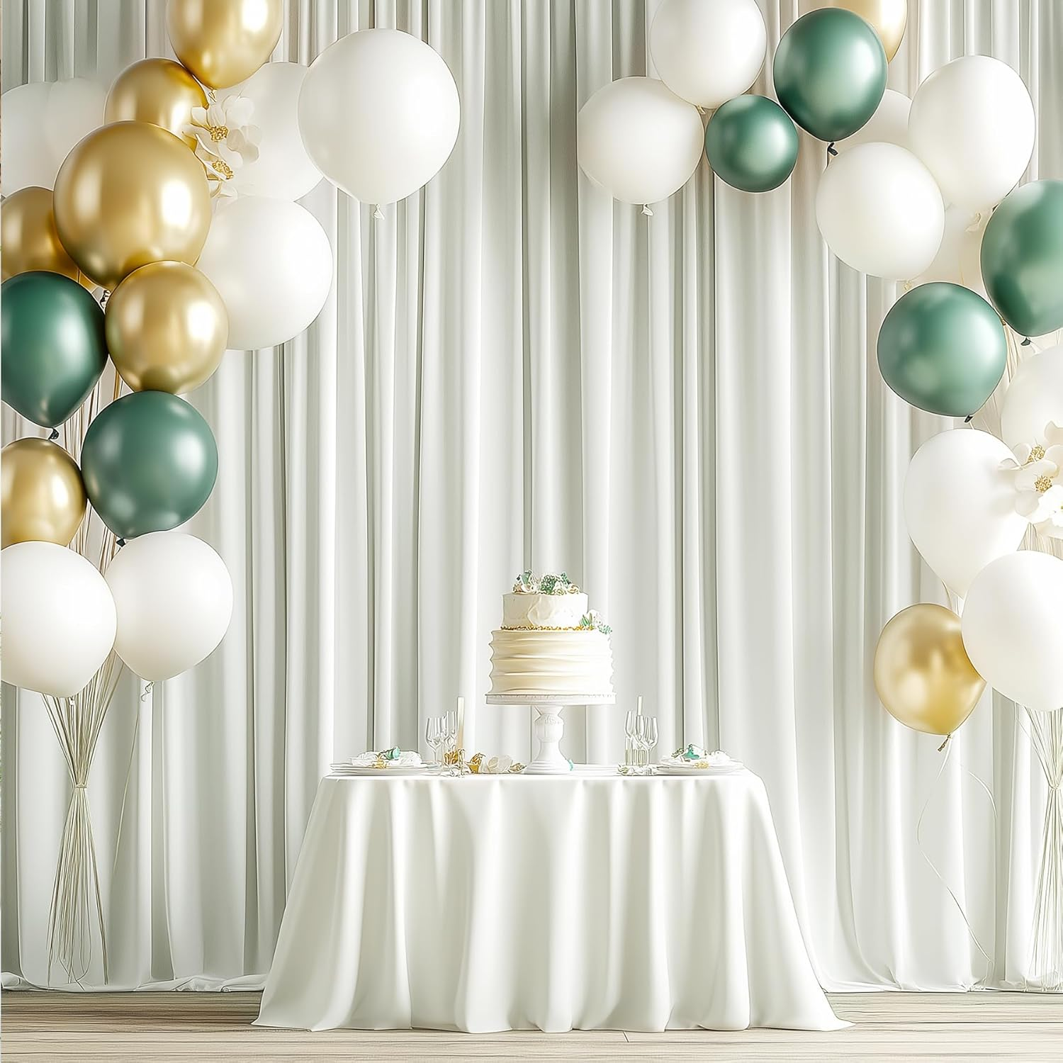 50X14Ft Ivory Backdrop Curtains for Parties, Wrinkle Free Polyester Ivory Photo Backdrop Drapes 10 Panels 14 Ft Long Back Drop Cloth for Wedding Birthday Photography Background Party image number 5