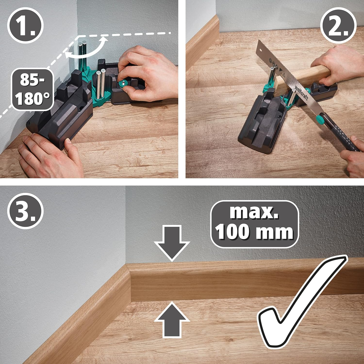 Wolfcraft Bevel and Mitre Box I 6948200 I 2-In-1 Product for Precise Baseboards image number 6