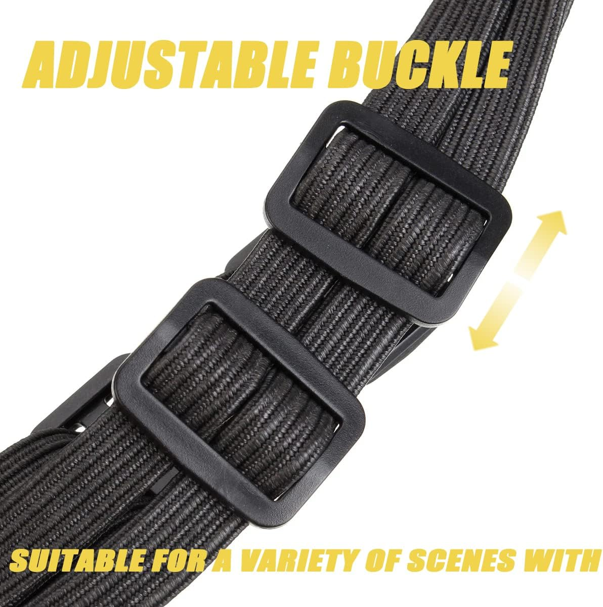 2 Pcs Motorcycle Helmet Rope High Retractable Black Luggage Helmet Mesh Elastic Rope Strap with 2 Hooks(23.6") image number 5