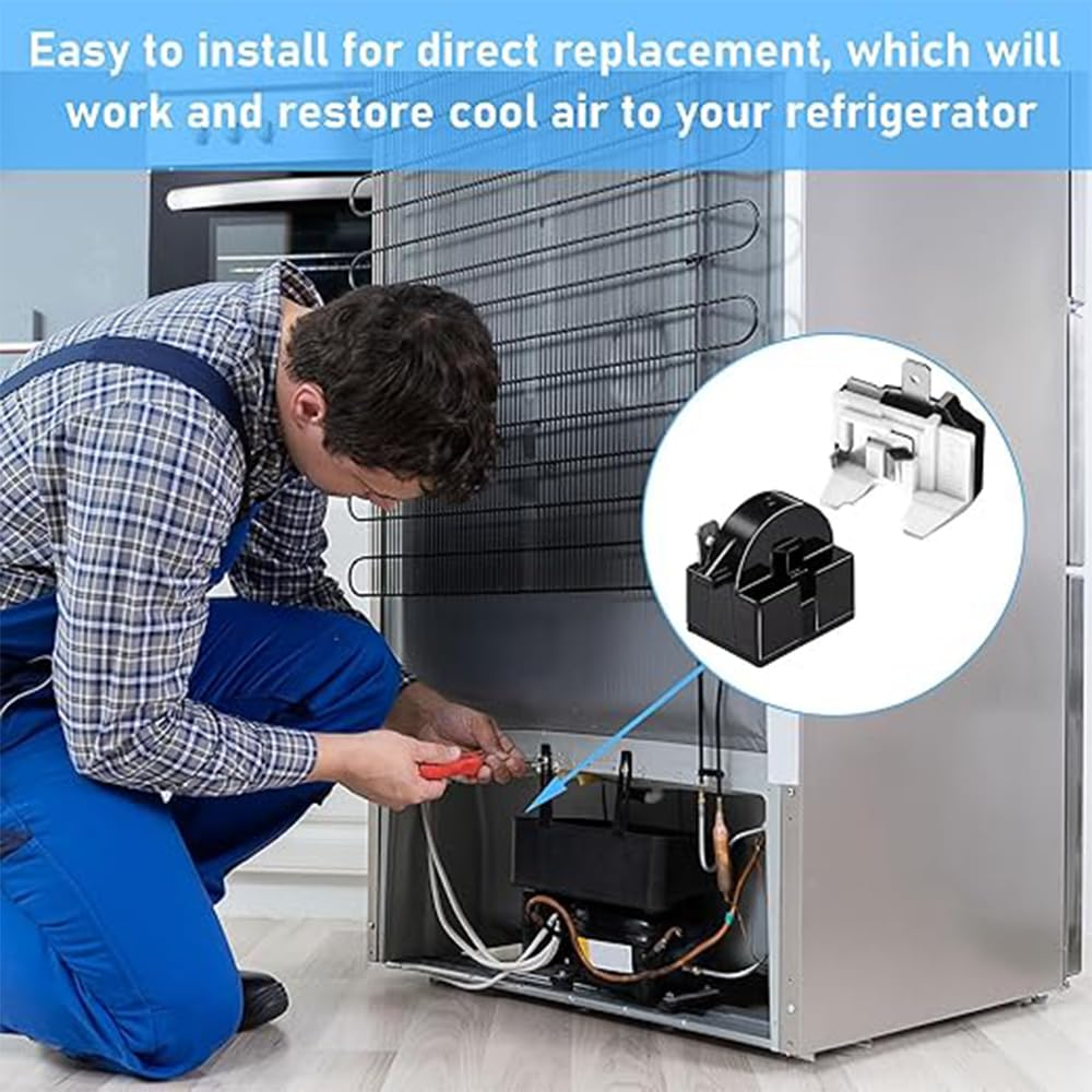 QP-02-4.7 PTC Refrigerator Start Relay,1 Pin Refrigerator Starter Relay and 1Pcs Refrigerator Overload Protector 1/2HP, Mini Refrigerator Parts Compatible with LG Refrigerator Compressor image number 6