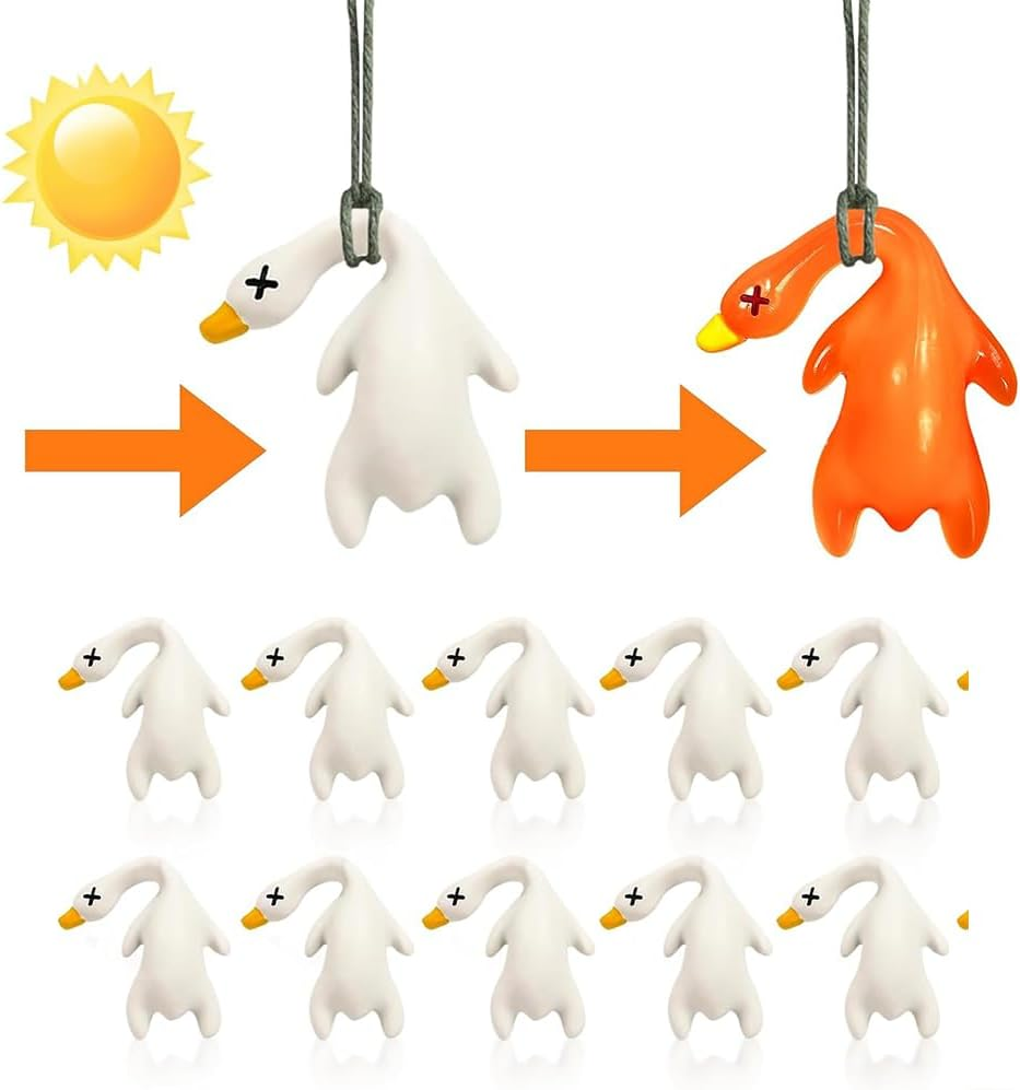 10PCS Duck Car Accessories, Color Changing Roast Duck Creative Pendant, Cute Creative Interior Decoration, UV Temperature Reminder, Suitable for Indoor and Outdoor Pendant