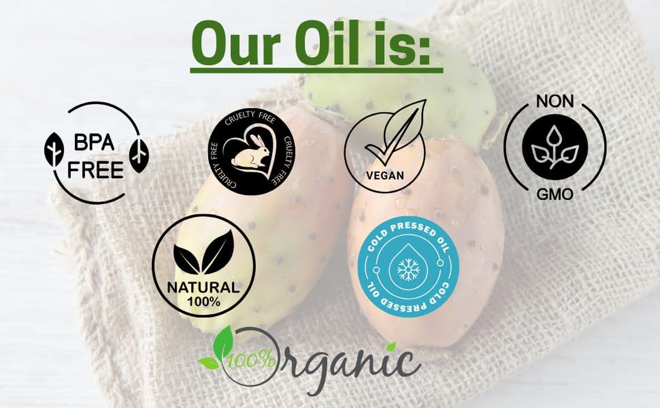 Purevivid Prickly Pear Seed Oil &ndash; 100% Pure Organic | Cold Pressed | Natural Multi-Purpose Oil | 50Ml Amber Glass Bottle with Dropper