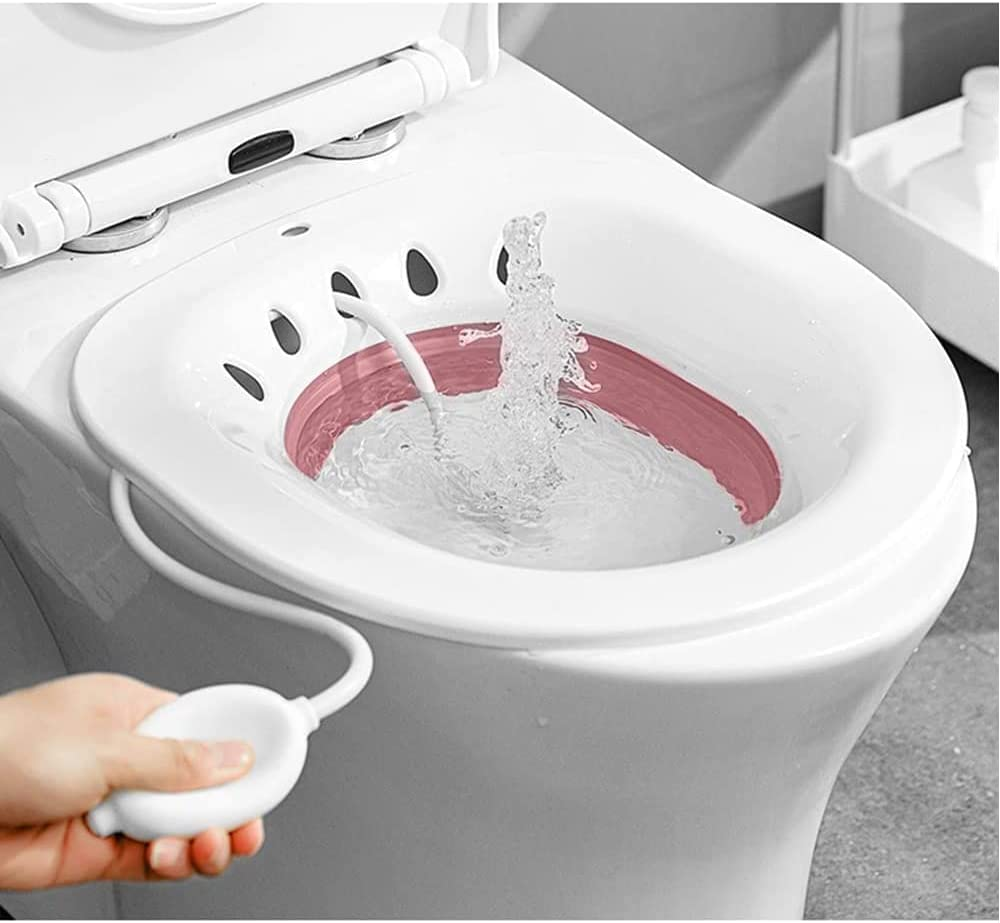 Foldable Sitz Bath for Toilet, Portable Sitz Bath Basin with Flusher, Steam Seat Bidet for Postpartum Care, Hemorrhoids Recovery, Vaginal/Anal Inflammation image number 1