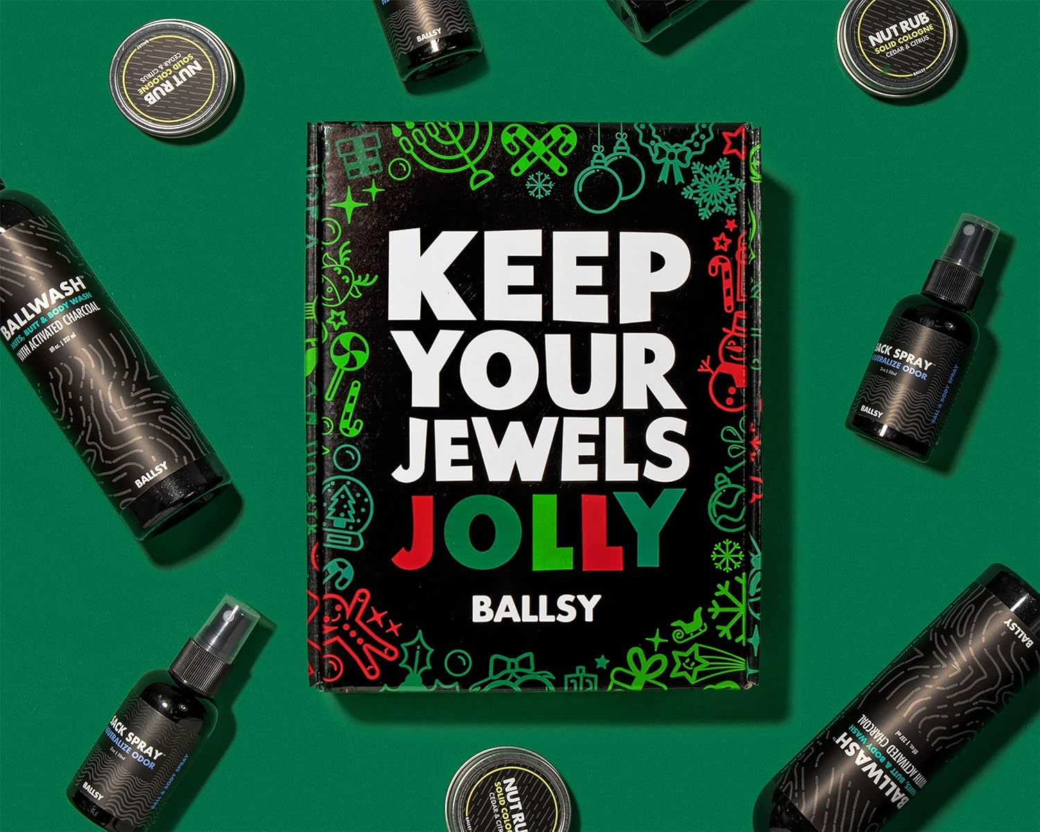 Ballsy Jolly Jewels Sack Pack, Men'S Kit, Includes Ballwash, Nut Rub and Sack Spray, Ocean and Air