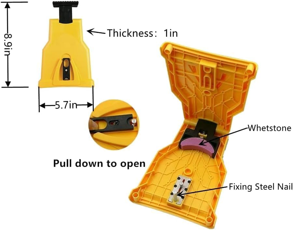 Chainsaw Sharpener with 4Pcs Whetstons, Chain Saw Blade Teeth Sharpener, Bar Mounted Chainsaw Sharpener, Universal Fast-Sharpening Stone Grinder Tools for 14/16/18/20 Inch Two/One Holes Chain Saw Bar image number 4