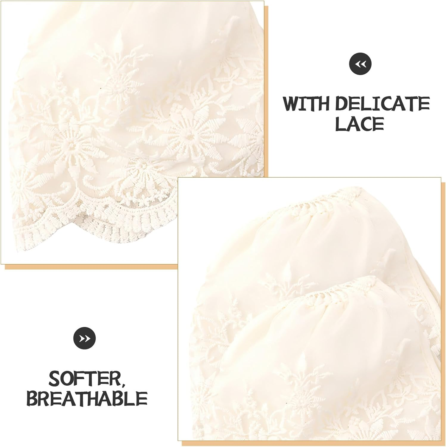 Kichvoe 2Pcs Girl Bonnet Elegant Lace Bonnets for Newborns for Dedication Christenings Weddings and Photo Shoots image number 2