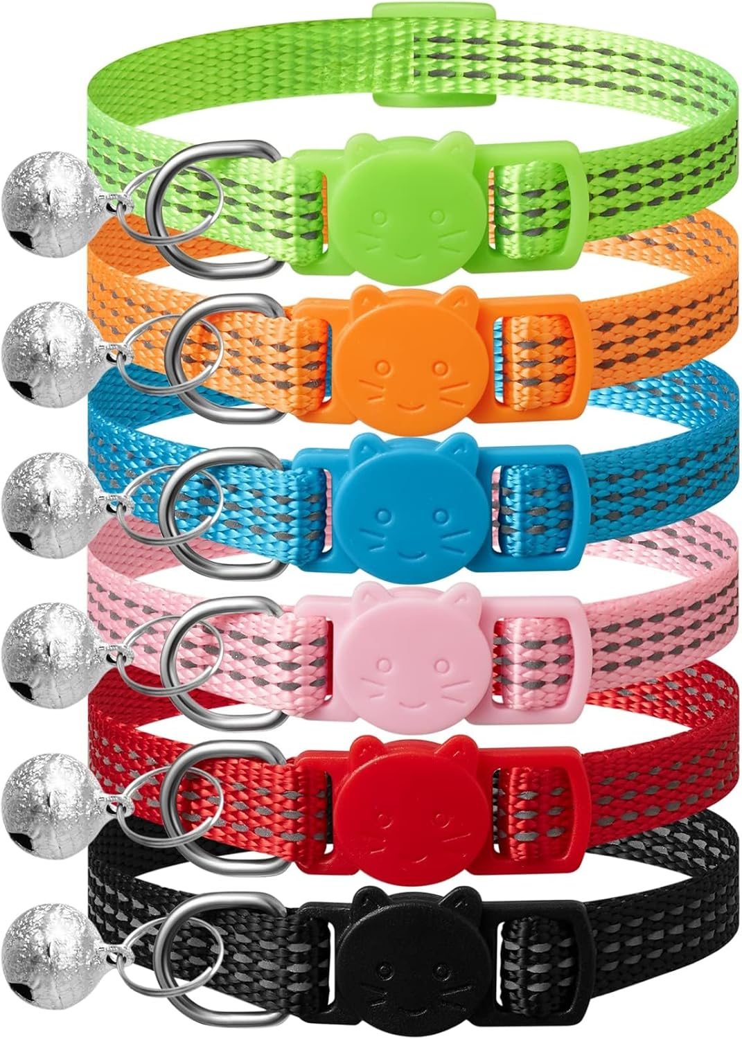 LLHK 6 Pack Reflective Cat Collars & 6 Pcs Name Tags,Breakaway Safety Kitten Collar with Bell,Adjustable 7''-12'',For Girl Male Cats, Personalized ID Tag,Pet Supplies,Stuff,Accessories(12 Pack)