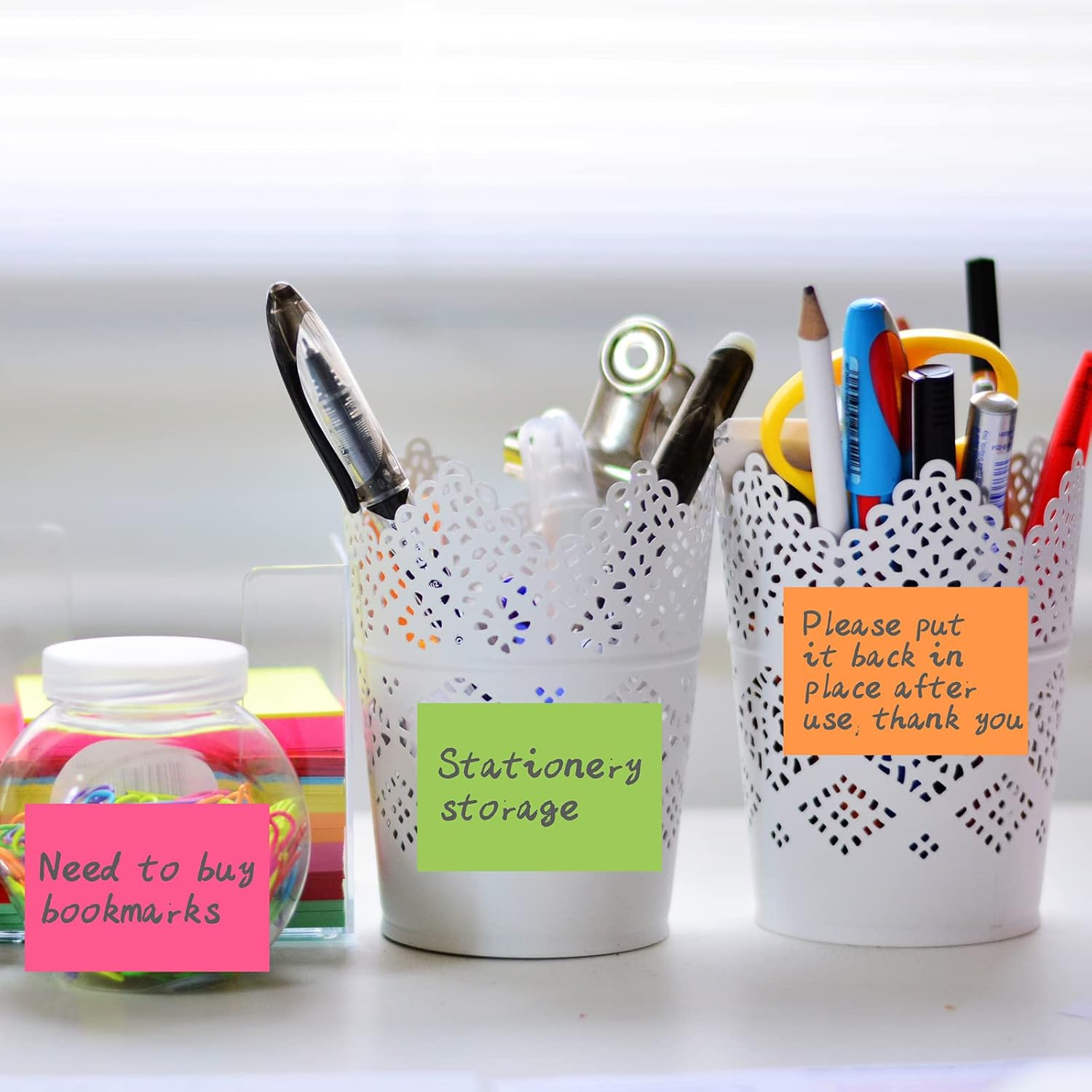 ZCZN 38 X 51 Mm Sticky Notes, 6 Neon Color Self-Stick Memo Note Pads, 100 Sheets/Pad, Small Size, 12 Pads image number 6